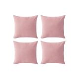 DE'VOR PERDE Pudra Kırlent Kılıfı 4'Lü Set - Gizli Fermuarlı - Kadife Dokulu,Pudra Pembe 43 X 43