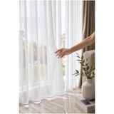 De'Vor Zarif Simli Beyaz Rustik Tül Perde
