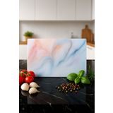 Devr-i Alem Supreme Mermer Görünümlü Cam Kesme Tahtası - Cam Kesme Tablası Oval Kenarlı 20cm X 30cm