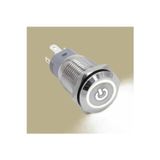 Devremarkt 16Mm Metal Buton Beyaz Power Sembol Led Işıklı Panel Montaj Düz Kafa Kilitlemeli Dc 6A 12V Ip67 Düğm