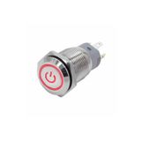 Devremarkt 16Mm Metal Buton Kırmızı Power Sembol Led Işıklı Panel Montaj Düz Kafa Kilitlemeli Dc 6A 12V Ip67