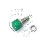 Devremarkt 5 Pin 10Kohm Potansiyometre B10K Anahtarlı Pot Tırtıklı 15Mm Döner Ayarlanabilir Direnç Ses
