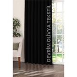 Devrim Çeyiz Tekstil Lüks Özel Dikim Siyah Blackout Işık Geçirmez Fon Perde Ekstraforlu Karartma Blackout - 100 x 250 cm