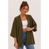 DEVRİMAY TEKSTİL Haki Kimono Tarzı Salaş Hırka Günlük İnce Tunik Yazlık Oversize Yeni Sezon Ceket