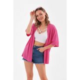DEVRİMAY TEKSTİL Pembe Kimono Tarzı Salaş Hırka Günlük İnce Tunik Yazlık Oversize Yeni Sezon Ceket
