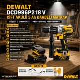 Dewalt 18 V Çift Akülü 5 Ah Darbeli Matkap + Iş Gözlüğü ve Iş Eldiveni Hediye - ÇİFT AKÜLÜ 5Ah.
