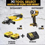 Dewalt DCG412NT Şarjlı Avuç Taşlama 125MM+DCF922NT Somun Sıkma ( 406 Nm)+2x 4AH Akü+Şarj Cihazı