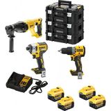 Dewalt DCH133NT Şarjlı Kırıcı Delici+DCF887NT Darbeli Tornavida Makinesi+DCD805NT Darbeli Vidalam+4X4 Ah Akü + 1 x Dolum Cihazı