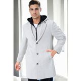 Dewberry 5XL Battal Palto Bej %70 Yün %30 Polyester Uzun Kol Erkek Desenli Orta Kalınlık PLT9395