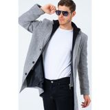 Dewberry 5XL Battal Palto Gri Orta Kalınlık Astarlı Erkek Ceket %70 Yün - 30 Polyester PLT8395