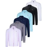 Dewberry Altılı Set G674 Dewberry Erkek Gömlek-Siyah-Beyaz-Lacivert-Camgöbeği-Kot Mavisi-Pembe - Çok Renkli