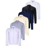 Dewberry Altılı Set G674 Dewberry Erkek Gömlek Siyah Beyaz Lacivert Gri Sarı Lila - Lacivert - Beyaz - Lila