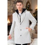 Dewberry Battal Palto Açık Desenli Bej 5XL Uzun Kol Erkek Orta Kalınlık Malzeme %70 Yün - 30 Polyester - Açık Bej