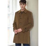 Dewberry Battal Palto Camel %70 Yün %30 Polyester Uzun Kol Erkek Midi Kesim PLT9226 - XL