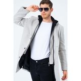Dewberry Battal Palto Desenli Bej Uzun Kollu %70 Yün %30 Polyester Erkek Midi Kaban - 5XL