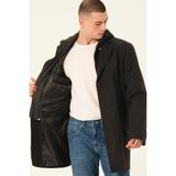 Dewberry Battal Palto-Diagonal Siyah %70 Yün - 30 Polyester Uzun Kol Erkek Astarlı Kaban - 5-Siyah - 5XL