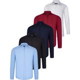Dewberry Beşli Set G726 Dewberry Gömlek Siyah Beyaz Lacivert Bordo Mavi - 2XL - Siyah - Beyaz - Lacivert - Bordo