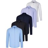 Dewberry Beşli Set G726 Dewberry Gömlek-Siyah-Beyaz-Lacivert-Mavi-Lila - Renkli