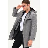 Dewberry Dewbrry Erkek Palto Diagonal Siyah-Gri Orta Kalınlık Astar Durumlu 70% Yün 30% Polyester - Siyah - Gri