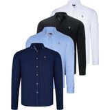 Dewberry Dörtlü Set G674 Dewberry Erkek Gömlek-Siyah-Beyaz-Lacivert-Bebe Mavi - Renkli