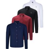 Dewberry Dörtlü Set G674 Dewberry Erkek Gömlek Siyah Beyaz Lacivert Bordo - Siyah - Beyaz - Lacivert - Bordo