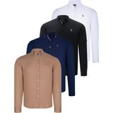 Dewberry Dörtlü Set G674 Dewberry Erkek Gömlek Siyah Beyaz Lacivert Camel - Camel - Siyah - Beyaz