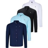 Dewberry Dörtlü Set G674 Dewberry Erkek Gömlek Siyah Beyaz Lacivert Camgöbeği - Beyaz - Cam Göbeği