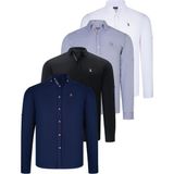 Dewberry Dörtlü Set G674 Dewberry Erkek Gömlek Siyah Beyaz Lacivert Gri - Siyah - Beyaz - Lacivert - Gri