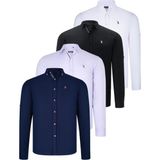 Dewberry Dörtlü Set G674 Dewberry Erkek Gömlek Siyah Beyaz Lacivert Lila - Siyah - Beyaz - Lila