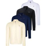 Dewberry Dörtlü Set G674 Dewberry Erkek Gömlek Siyah Beyaz Lacivert Sarı - Lacivert - Siyah - Sarı