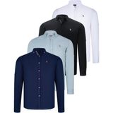 Dewberry Dörtlü Set G674 Dewberry Erkek Gömlek-Siyah-Beyaz-Lacivert-Su Yeşili