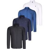 Dewberry Dörtlü Set G725 Dewberry Erkek Gömlek-Siyah-Beyaz-Lacivert-Indigo - Siyah - Beyaz - Lacivert - Gri
