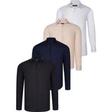 Dewberry Dörtlü Set G726 Dewberry Gömlek-Siyah-Beyaz-Lacivert-Bej - XL - Siyah - Beyaz - Lacivert - Bej
