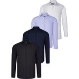 Dewberry Dörtlü Set G726 Dewberry Gömlek Siyah Beyaz Lacivert Lila - Siyah - Beyaz - Lila