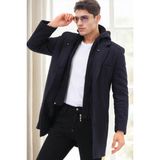 Dewberry Erkek Palto %70 Yün %30 Polyester Orta Kalınlık Düz Desenli Lacivert Midi