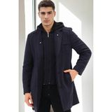 Dewberry Erkek Palto %70 Yün %30 Polyester Orta Kalınlık Lacivert Diagonal L Beden PLT8371