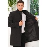 Dewberry Erkek Palto Açık Antrasit %70 Yün %30 Polyester Uzun Kol Midi Kesim - Antara Metalik Gri - XL