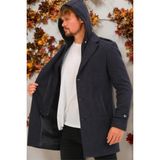 Dewberry Erkek Palto Açık Diagonal Lacivert %70 Yün 30 Polyester Uzun Kol Midi - 166-Lacivert - 3XL
