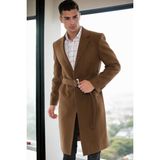 Dewberry Erkek Palto Camel %70 Yün %30 Polyester Orta Kalınlık Uzun Kol XL Beden PLT9400