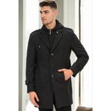 Dewberry Erkek Palto Desenli Antrasit PLT9334 %70 Yün %30 Polyester Orta Kalınlık Uzun Kol - 2XL