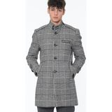 Dewberry Erkek Palto Desenli Siyah %70 Yün %30 Polyester Orta Kalınlık Uzun Kol PLT9391