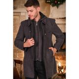 Dewberry Erkek Palto-Diagonal Antrasit-Siyah Orta Kalınlık %70 Yün - 30 Polyester Uzun Kol - Antrasit - Siyah - XL