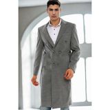 Dewberry Erkek Palto Gri-2 %70 Yün %30 Polyester Orta Kalınlık Uzun Kol XL Beden