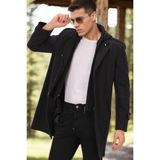 Dewberry Erkek Palto Midi Uzun Kol Siyah Lacivert %70 Yün %30 Polyester Düz Desen