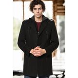 Dewberry Erkek Palto Siyah-2 %70 Yün %30 Polyester Uzun Kol Astarlı Midi Model