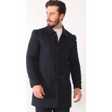 Dewberry Erkek Palto Uzun Kol %70 Yün %30 Polyester Lacivert Midi Orta Kalınlık PLT9364 - 2XL