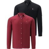 Dewberry G674 Siyah-Bordo İkili Set Erkek Gömlek