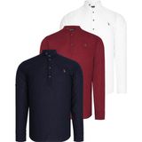 Dewberry G783 Erkek Gömlek 3'li Set Lacivert / Beyaz / Bordo Pamuklu Hakim Yaka Günlük ve Ofis - 3XL