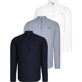 Dewberry G783 Erkek Gömlek 3'li Set Lacivert / Beyaz / Gri Pamuklu Hakim Yaka Günlük ve Ofis - 2XL