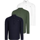 Dewberry G783 Erkek Gömlek 3'li Set Lacivert / Beyaz / Haki Pamuklu Hakim Yaka Günlük ve Ofis - 3XL - Lacivert - Beyaz - Haki